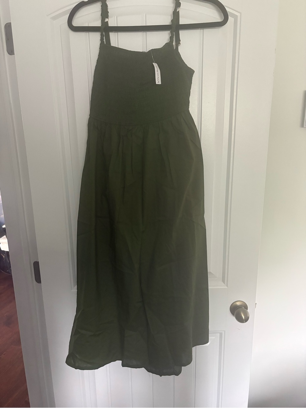 Smocked Tank Midi Sun Dress - Olive Green